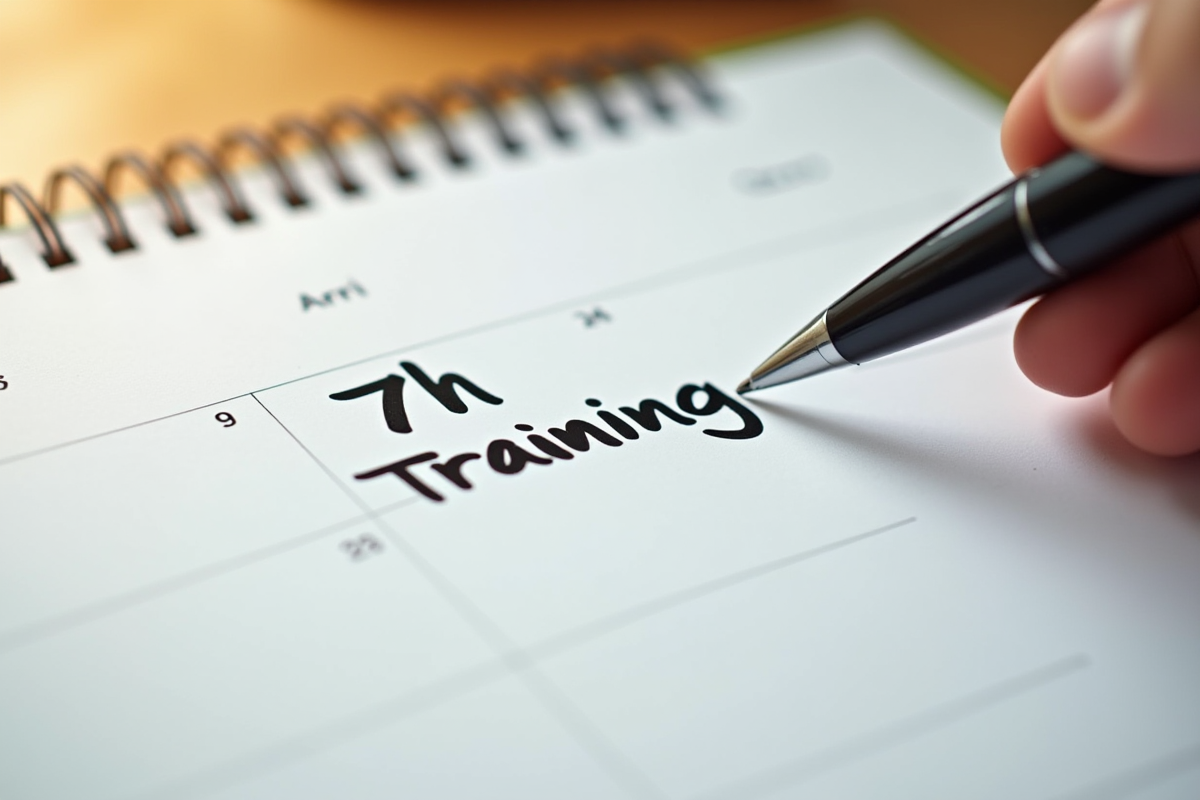 Calendrier avec une date de formation en surbrillance