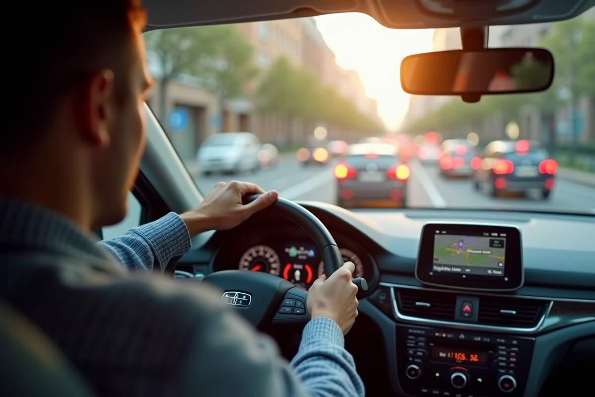 Conducteur frustré dans la ville avec GPS en erreur