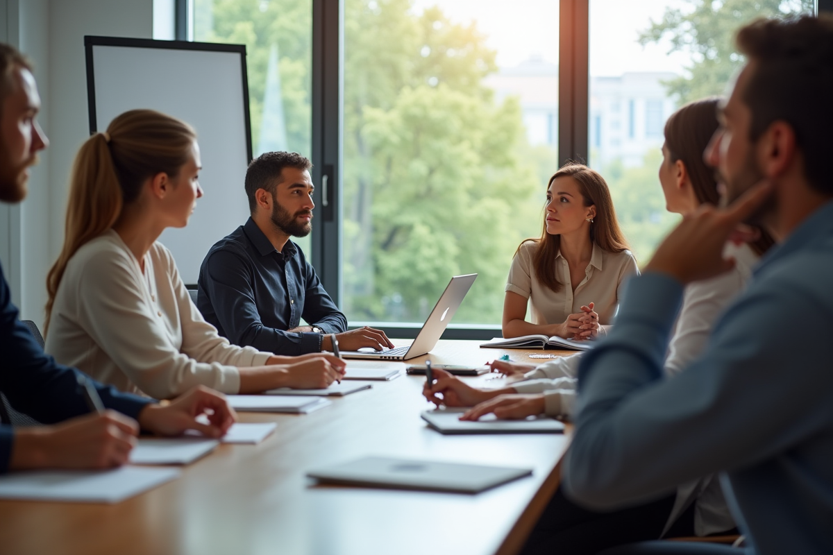 Groupe diversifié participant à une formation en salle