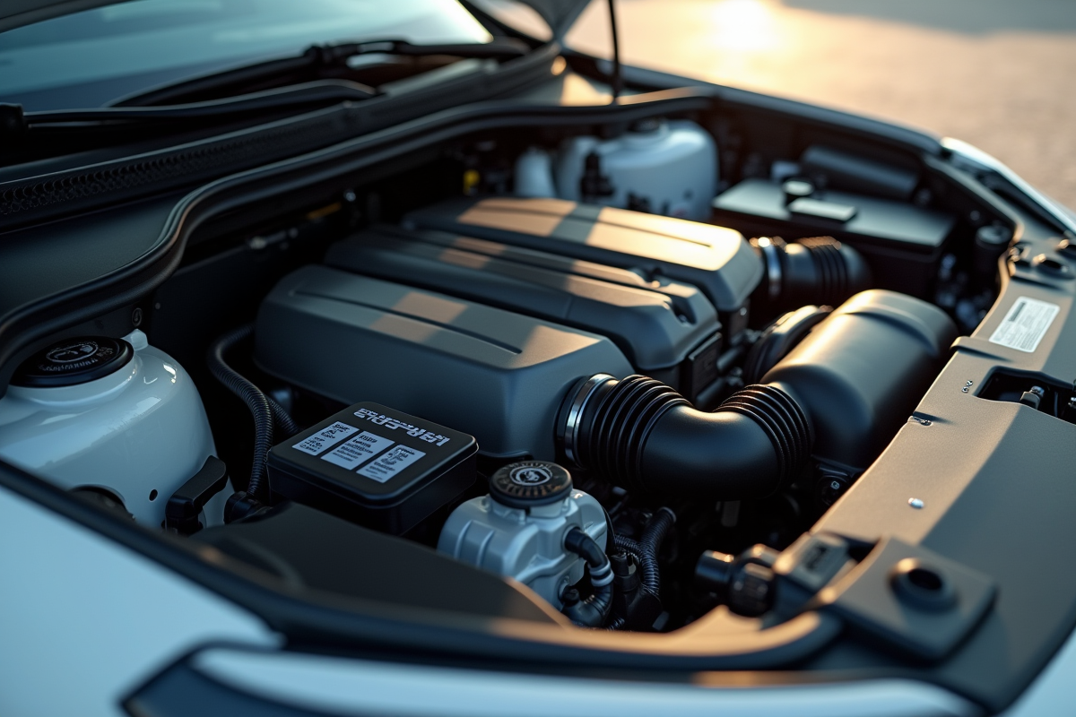 Moteur de voiture moderne avec technologie anti pollution
