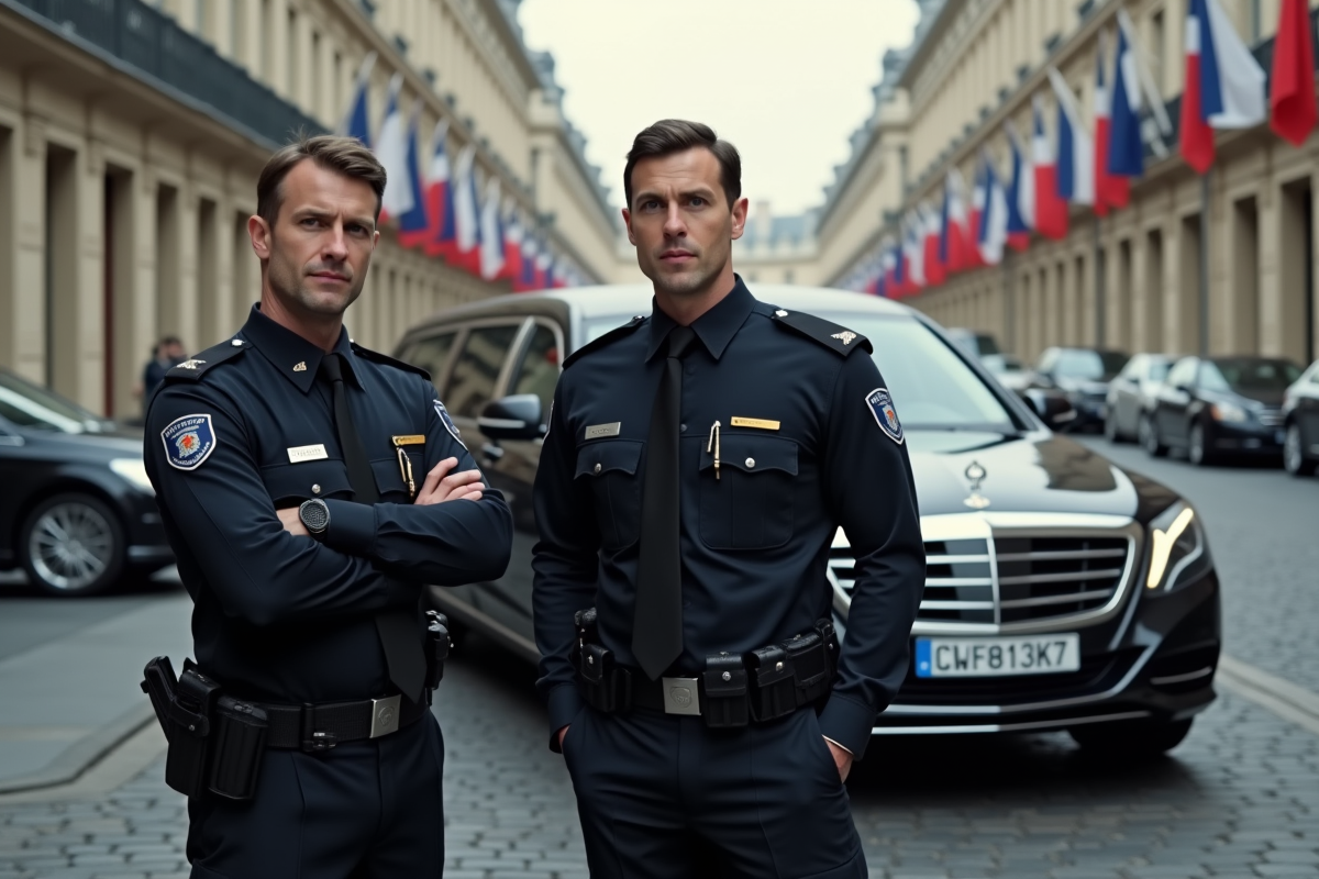 Officiers de sécurité près d